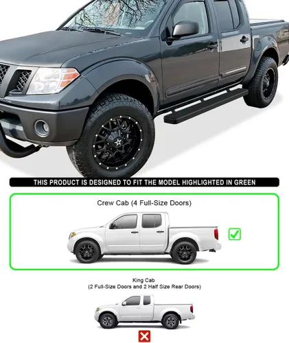 Vista 4 de iBoard Barras laterales para Nissan Frontier Crew Pickup de 4 puertas, Negro