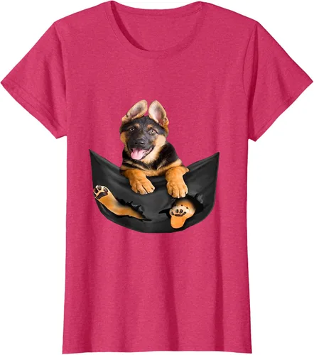 Vista 6 de Dog Lovers Gifts - Camiseta divertida con cara de perro con bolsillo, Negro, S