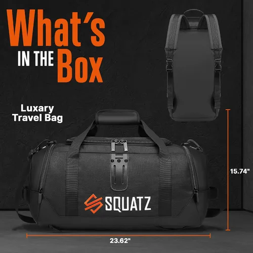 Vista 2 de SQUATZ Mochila de viaje Bolsa de transporte plegable convertible para gimnasio, correa de hombro ajustable y extraíble, espacioso compartimento