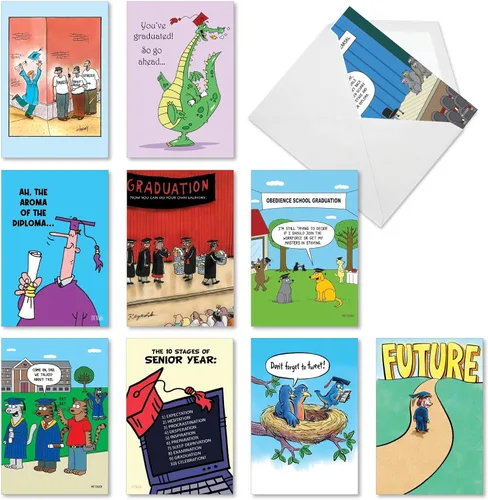 Vista 8 de NobleWorks Juego de 10 tarjetas de felicitación de graduación con sobres de 5 x 7 pulgadas (10 diseños, 1 cada uno) Animal Grads AC10368GDG-B1x10