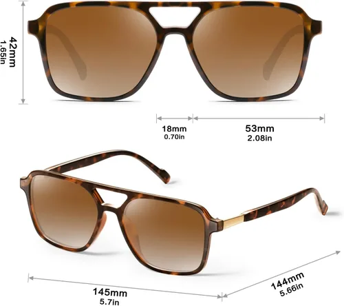 Vista 7 de GRFISIA Retro Aviator Sunglasses for Women Men Square Frame Rectangle Trendy Sun Glasses