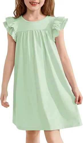 Vista 12 de Arshiner Camisones para niñas, lindos volantes, manga corta, pijamas de princesa, camisón para dormir