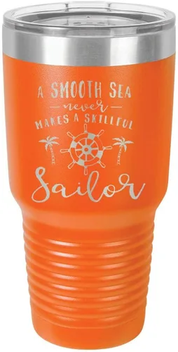 Vista 13 de Un mar suave nunca hace un sillón hábil grabado de 325 ml vaso de acero con recubrimiento de polvo grabado por láser taza de viaje de camello polar