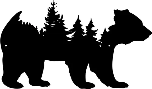 Vista 9 de Resama Arte de pared de oso de metal, animales del bosque, decoración rústica, decoración de desierto, adornos de montaña para sala de estar