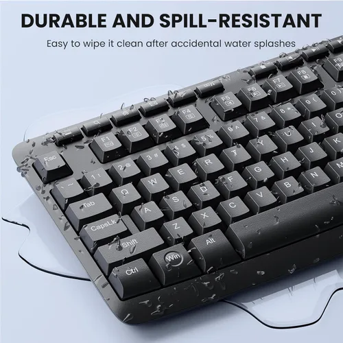 Vista 6 de Redragon Combo de teclado y mouse inalámbricos, teclado ergonómico de computadora de tamaño completo de 2.4 G con mouse inalámbrico ajustable DPI