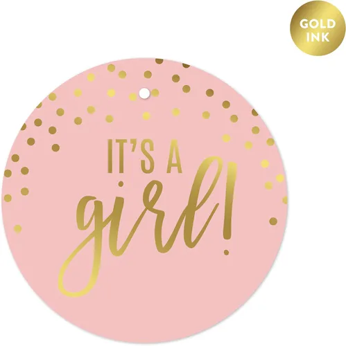 Vista 9 de Andaz Press Blush Rosa y Metallic Gold Confeti Lunares Baby Shower Party Collection Banderín colgante con cuerda, Baby Shower, 5 pies, 1 juego