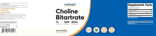 Vista 6 de Nutricost Polvo de bitartrato de colina pura 17.64 oz