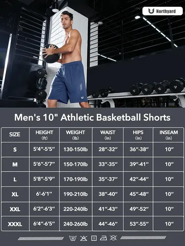 Vista 7 de NORTHYARD Pantalones cortos deportivos de baloncesto para hombre, de 5, 7, 10 pulgadas, para entrenamiento, gimnasio, secado rápido, pantalones