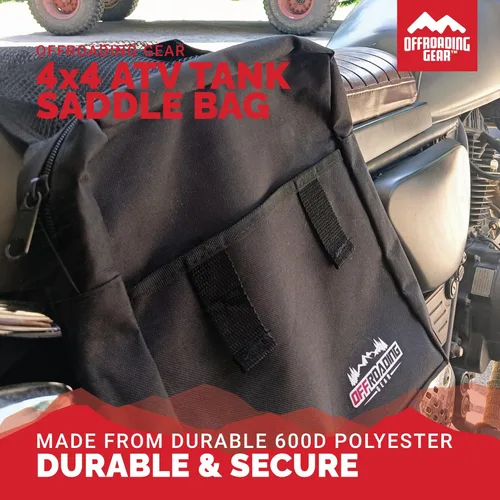 Vista 6 de Offroading Gear Bolsa de sillín trasera y delantera impermeable 4x4 Con dos compartimentos Ideal para ATV UTV Moto Quad Motocicleta Etc.