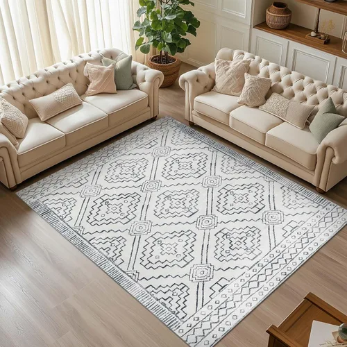 Vista 118 de jinchan - Tapete de pasillo marroquí de 2 x 6 pies con líneas, bohemio, lavable, para cocina, suave, geométrico, de lana sintética, antideslizante