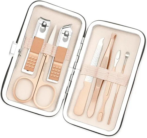 Vista 8 de Juego de manicura, cortaúñas, herramientas de cesta de Pascua, suministros de pedicura, cortaúñas para mujeres y hombres, cortaúñas de uñas 8 en 1