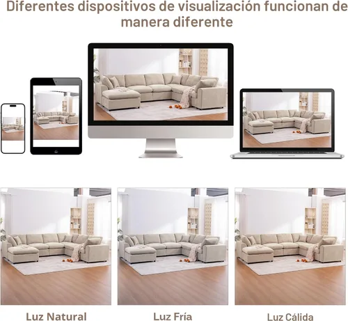 Vista 8 de Sofá modular de gran tamaño, sofá esquinero grande de 7 plazas, moderno sofá modular en forma de U con sofás otomanos de nube para sala de estar