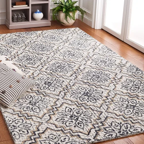 Vista 9 de SAFAVIEH Abstract Collection - Alfombra decorativa, 2 x 3 pies, azul y gris, lana hecha a mano, ideal para zonas de alto tráfico en entrada, sala