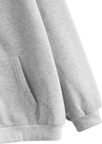 Vista 4 de SheIn Sudadera con capucha de manga larga con cordón y hombros caídos para mujer