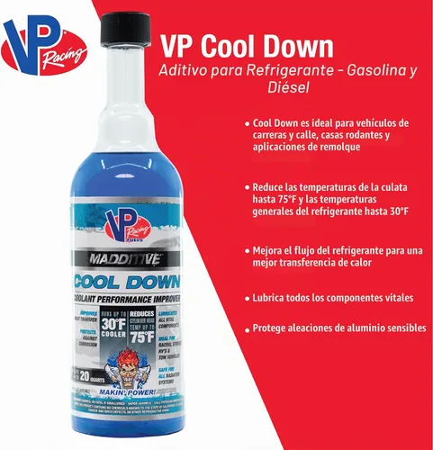 Vista 3 de VP Racing Fuels 2085 Cool Down Coolant Mejorador de Rendimiento del Refrigerante, 16 onzas