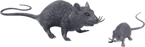 Vista 5 de Ratón de rata falsa para Halloween, ratón de plástico realista, bromas falsas, ratas chirriantes, espeluznantes, espeluznantes, espeluznantes