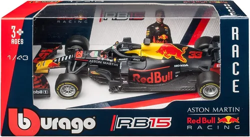 Vista 2 de Bburago - Modelo a escala 1/43 compatible con Red Bull Racing RB 15 (2019) # 33 Compatible con Max Verstappen (azul mate)