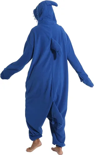 Vista 4 de Pijama mameluco de tiburón para mujer, disfraz de tiburón