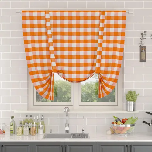 Vista 231 de Cenefas de cortina para ventana de 16 pulgadas de largo, 2 paneles de cuadros búfalo, cortinas pequeñas con bolsillo para barra, estilo clásico