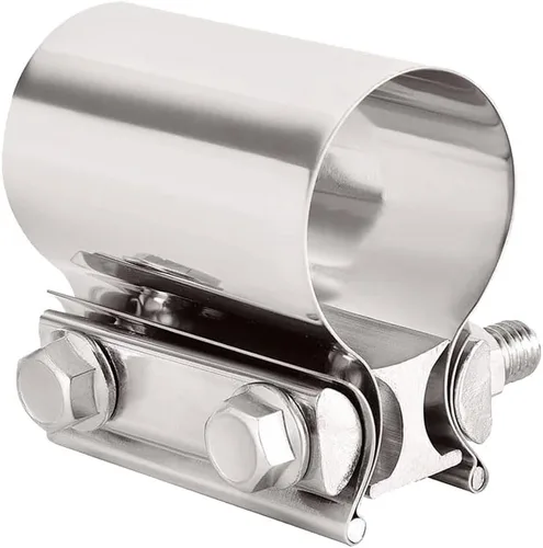 Vista 13 de Abrazadera de Escape de 2.5", Abrazadera de Banda de Junta a Tope de 2 1/2" Conector de Manguito de Acero Inoxidable para Silenciadores, Tubos