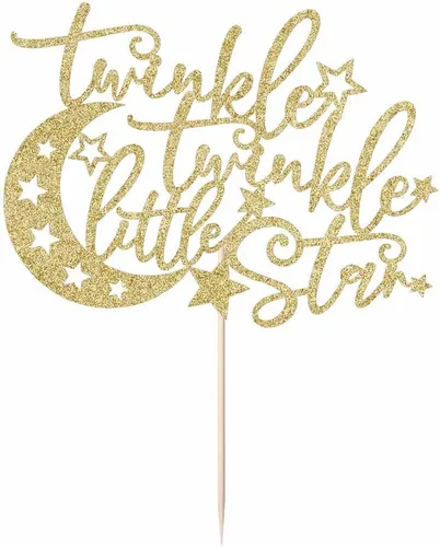 Vista 3 de Decoración para tartas Twinkle Little Star, bonita decoración temática de estrellas y luna, ideal para baby showers, decoraciones de fiesta