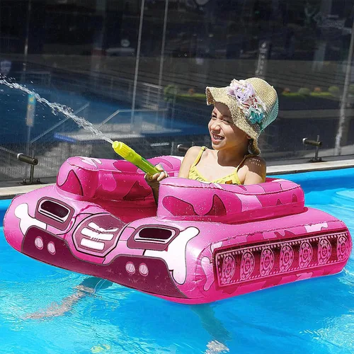 Vista 12 de Flotadores de Piscina de Tanque Inflables para Niños – Jasonwell Flotadores de Piscina para Niños Pequeños Tanque de Piscina con Cañón de Agua