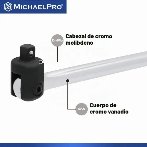 Vista 2 de MichaelPro Barra disyuntora de extensión de 1/2 pulgada x 24 pulgadas, acero Cr-V premium MP007006