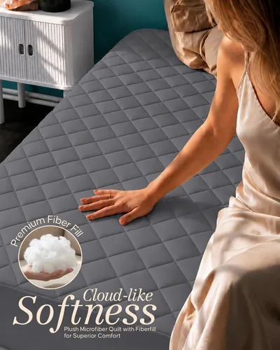 Vista 5 de Utopia Bedding - Funda acolchada para colchón individual, tamaño individual, protector y cubierta de colchón elástico con bolsillo profundo que se