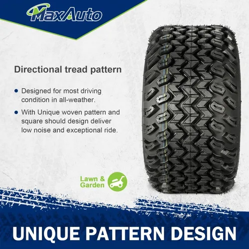 Vista 4 de MaxAuto Neumático para cortacésped de 22 x 11-10, carrito de golf All Trail UTV, ATV P334, 4 capas, juego de 2