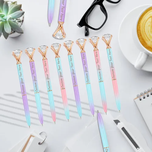 Vista 5 de 12 bolígrafos de diamante con bolígrafo personalizado de cristal a granel grabados personalizados con nombre bolígrafo de tinta negra para boda