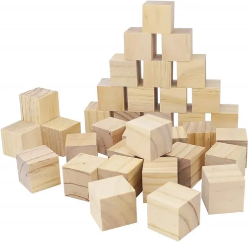 Vista 11 de Bloques de madera para manualidades, cubos de madera sin terminar, bloques cuadrados de madera de pino natural de 1 cm, cubos de madera para artes