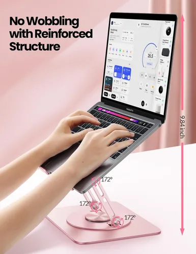 Vista 2 de Vaydeer Soporte Ajustable para Laptop de Escritorio, Elevador de Soporte para Laptop con Base de Rotación Libre de 360° y Diseño Plegable, Elevador