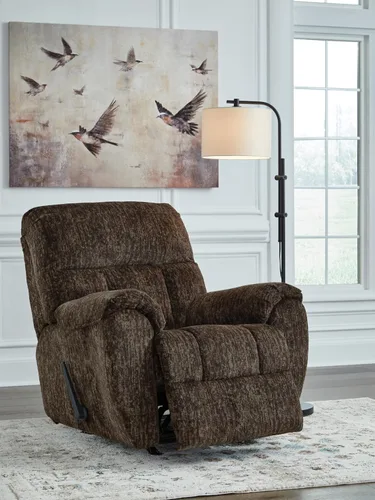 Vista 10 de Signature Design by Ashley Rampant Sillón Mecedora Reclinable Casual Manual con Brazos Acolchados, Marrón Oscuro Chocolate