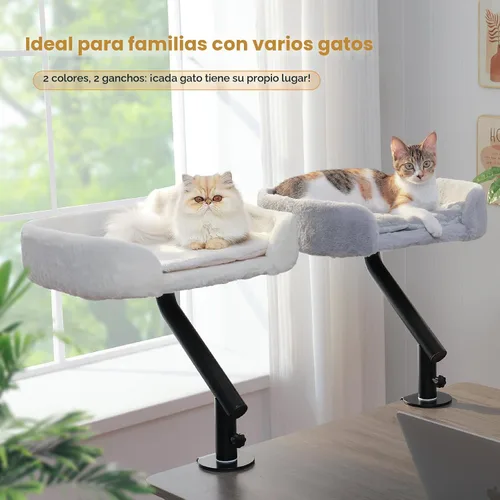 Vista 8 de PAWZ Road Cama de escritorio para gatos, rotación de 360°, soporta hasta 50 Gris