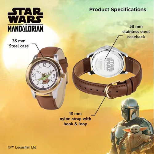 Vista 3 de Star Wars The Mandalorian Reloj de cuarzo analógico para adultos