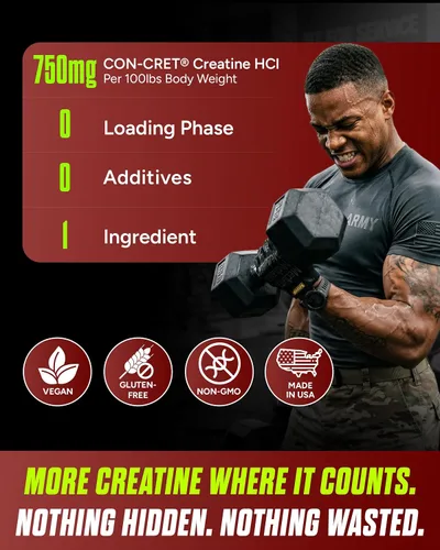 Vista 3 de CREATINE HCl en polvo para hombres y mujeres, fuerza muscular, rendimiento cerebral, salud cardíaca y apoyo inmunológico, sabor agrio crudo, 90