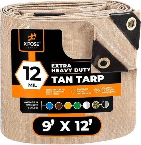 Vista 225 de Xpose Safety Lona protectora de polietileno plateado resistente de 5 x 7 pies - Funda protectora multiusos - Duradera, resistente al agua