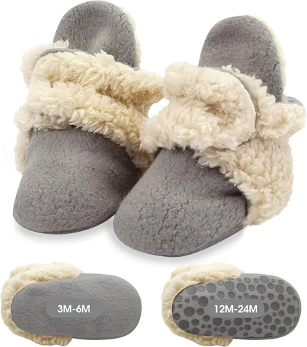Vista 14 de Zutano Botines unisex peludos para bebé con agarraderas, forro de algodón orgánico, artículos imprescindibles para el registro de bebé 2-Peludo Rosa