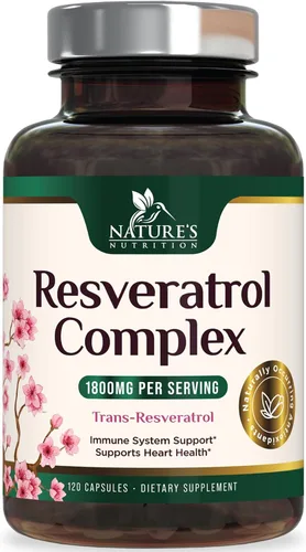 Vista 10 de Suplemento de resveratrol – 1800 mg por porción mezcla de resveratrol extra fuerte – Mezcla antioxidante para un envejecimiento saludable, salud
