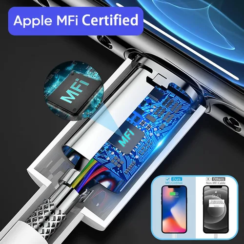 Vista 4 de Cargador rápido para iPhone de 3 metros, paquete de 2 [certificado Apple MFi] bloques de carga rápida USB C para iPhone, cargador de pared PD