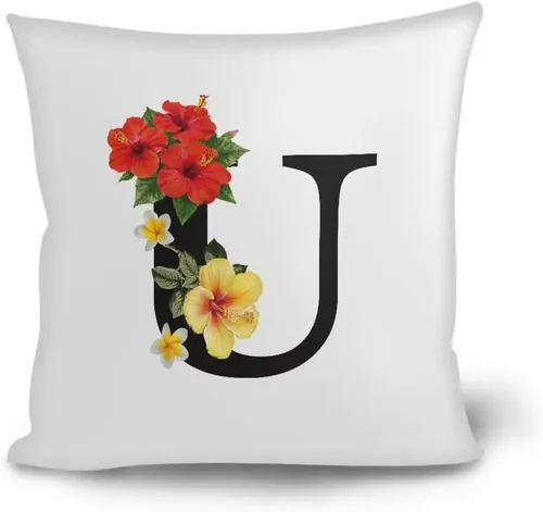 Vista 10 de Fundas de almohada decorativas del alfabeto, fundas de almohada con estampado floral de la letra B, fundas de almohada cuadradas suaves, fundas