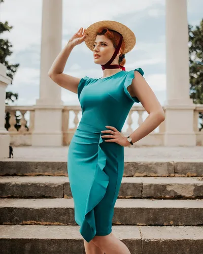 Vista 4 de Miusol vestido de cóctel con volantes, estilo clásico, para mujer