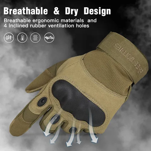 Vista 2 de FREE SOLDIER Outdoor Gloves for Men, Motorcycle Gloves for Cycling Hiking Camping Climbing, Airsoft Gloves for Paintball and Shooting