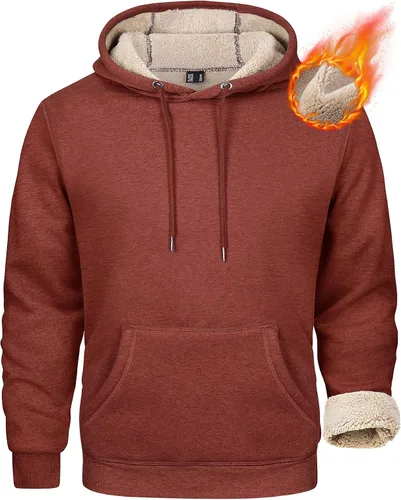 Vista 9 de MAGCOMSEN Sudadera con capucha pesada con forro polar Sherpa para hombre Verde militar