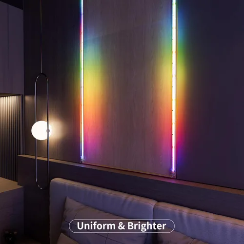 Vista 9 de MIWISE Tira de luz LED RGB Smart IC COB, luz de cinta LED flexible de 20 pies, tira RGB direccionable WS2811 con control de aplicación/modo