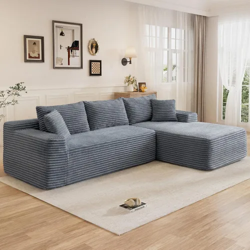 Vista 35 de Sofá modular sin hueso de 95 pulgadas, en forma de L con diván, tapicería de pana suave, asiento profundo, moderno y cómodo sofá para sala de estar