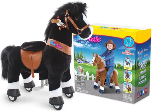 Vista 9 de PonyCycle Caballo de paseo para niños pequeños de 3 a 4 años con freno, sin batería (30 pulgadas de altura/tamaño 3 modelo clásico U) poni mecánico