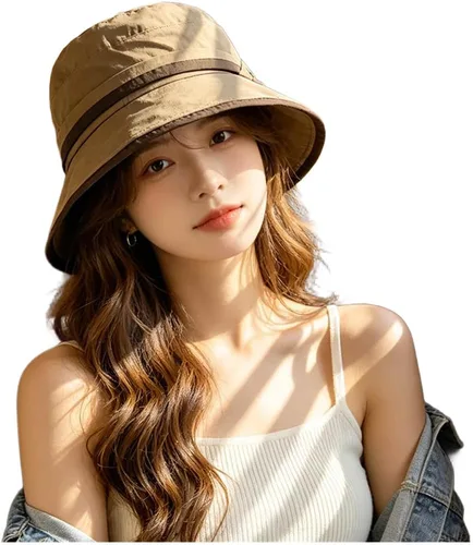 Vista 7 de Foldable Women's Sun Hat with Wide Brim, Adjustable Bucket in Breathable Polyester, UV Protection Fisherman Cap Mz2923 Beige