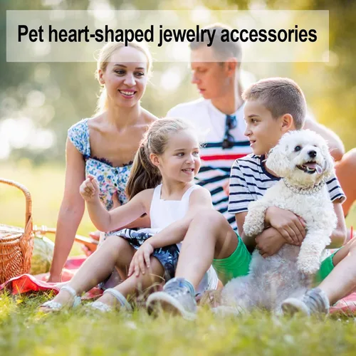 Vista 6 de Cadena de entrenamiento para perros con diamantes cubanos de metal con purpurina y hebilla segura en forma de corazón para perros grandes y medianos