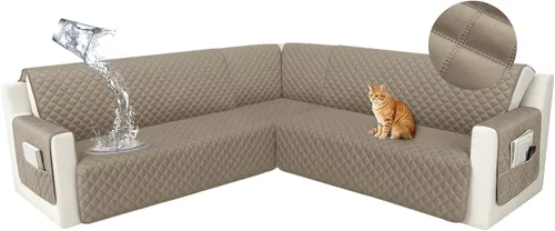 Vista 38 de HDCAXKJ Funda seccional de esquina impermeable para sofá de terciopelo en forma de L, fundas para sofá para mascotas, perros, suaves, resistentes